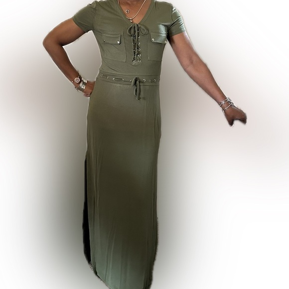 Utility Lace-up Maxi dress - Picture 7 of 8